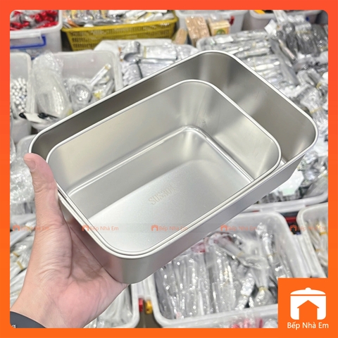 Khay Inox 304 Có Nắp Nhựa 2 Size Tiện Dụng