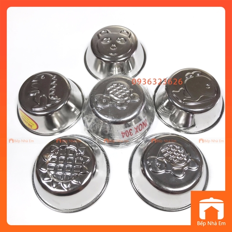 Bộ 5 Khuôn Bánh Flan - Khuôn Rau Câu Hình Thú Inox Cao Cấp - Hàng Việt Nam Sản Xuất