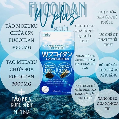 Viên uống hỗ trợ phòng ngừa ung thư Infinity Fucoidan W Plus 60 Viên