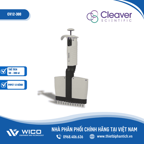 Pipet 12 kênh thay đổi thể tích Cleaver Scientific CV12-300 | 50 – 300 ul