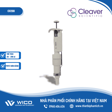 Pipet đơn kênh thay đổi thể tích Cleaver Scientific CV200 | 20 - 200 ul