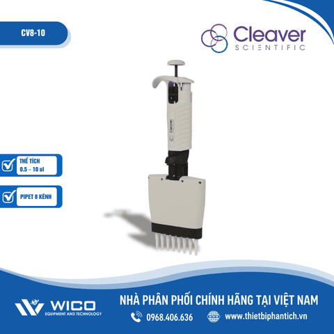Pipet 8 kênh thay đổi thể tích Cleaver Scientific CV8-10 | 0.5 – 10 ul