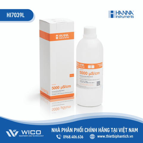 Dung Dịch Hiệu Chuẩn Độ Dẫn (EC) 5000 µS/cm, Chai 500mL HI7039L