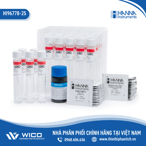 Thuốc Thử Sắt Tổng Ống 16mm, 25 lần đo HI96778-25