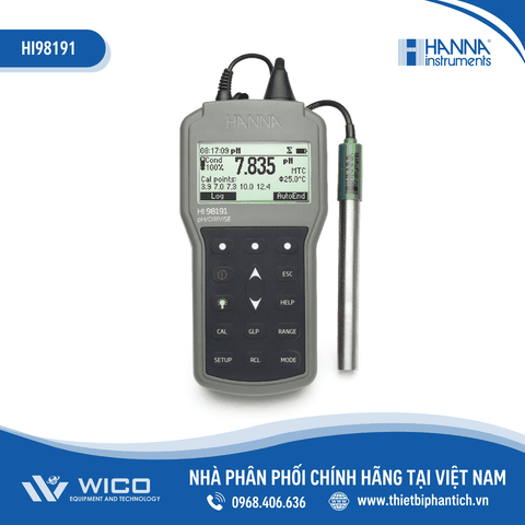 Máy đo pH/ORP/ISE/Nhiệt độ Hanna HI98191 (-2.0 to 20.0 pH) Hàng Chính Hãng