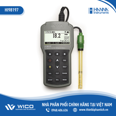 Máy Đo EC/TDS/Trở Kháng/Độ Mặn Đặc Biệt Cho Nước Siêu Tinh Khiết HI98197