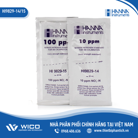 Dung Dịch Hiệu Chuẩn Nitrat 10ppm Dạng Gói 20mL (10 Gói Mỗi Loại) HI9829-14/15