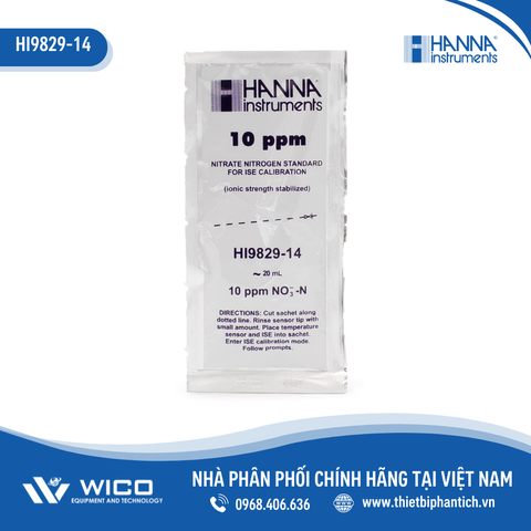 Dung Dịch Hiệu Chuẩn Nitrat 10ppm Dạng Gói 20mL (25 Gói) HI9829-14