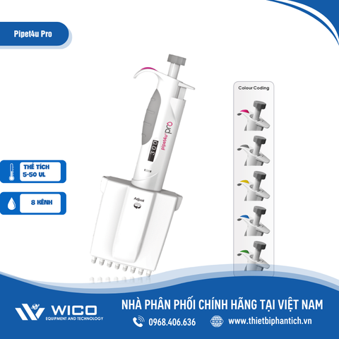 Micropipet 8 Kênh Thay Đổi Thể Tích AHN Đức Pipet4u Pro