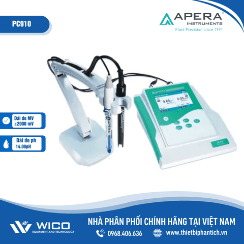 Máy đo pH/mV/ độ dẫn/ TDS/ độ mặn/ nhiệt độ để bàn Apera - Mỹ PC910