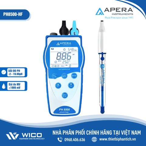 Máy đo pH/mV/nhiệt độ cầm tay trong axit hoặc HF Apera - Mỹ PH8500-HF
