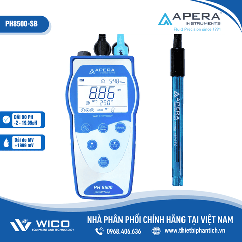 Máy đo pH/mV/nhiệt độ cầm tay trong bazo hoặc kiềm Apera - Mỹ PH8500-SB