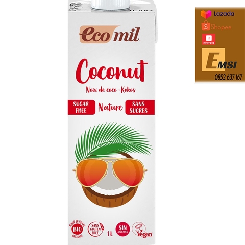Nước uống từ dừa không đường hữu cơ 1L - ECOMIL