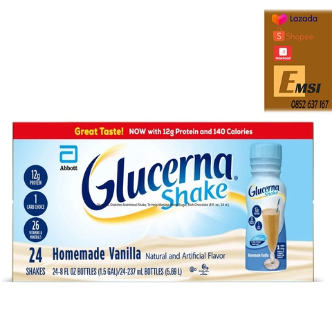 Sữa Glucerna Nước Dành Cho Người Tiểu Đường Của Mỹ thùng 24 chai