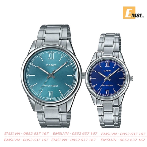 Đồng Hồ Casio Cặp Đôi MTP-V005D-3B & LTP-V005D-2B2 Dây Kim Loại, Size mặt Nam 40mm & 28mm EMSI.VN