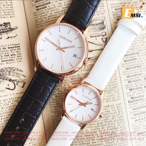 Đồng hồ đôi dây da calvin klein K9H236L6 (NAM) - K9H216C6 (NỮ) - Emsi.vn