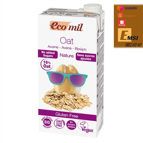 Nước yến mạch không thêm đường gluten free hữu cơ 1L - ECOMIL