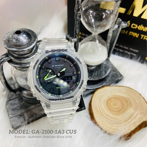 Gshock Ga-2100-1A3 Phiên Bản Trong Suốt ( Tặng kèm dây theo máy ) - Đồng Hồ Nam - Pin / Quartz - Kính Khoáng - Size Mặt 45.4mm -
