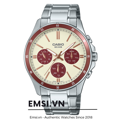 Casio MTP-1374D-5A2 Nam – Dây Kim Loại – 6 Kim – Quartz – 5ATM