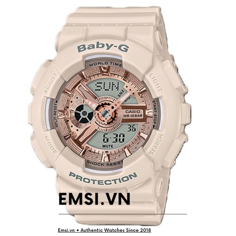 Đồng hồ Nữ Casio Baby-G BA-110CP-4ADR | Baby G | Dây Nhựa | Mặt Mạ Vàng Hồng