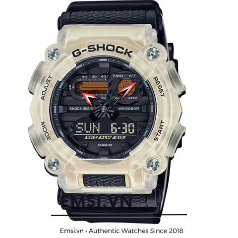 GA-900TS-4 | Đồng Hồ Casio | G-Shock | Nam | Dây Vải | Vỏ Trong Suốt | Chống Nước WR20BAR - Emsi.vn