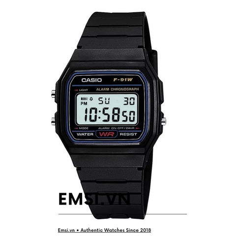 Casio F-91W-1DG - Đồng Hồ Nam - Điện Tử - Kính Nhựa - Bảo Hành 5 Năm - Chính Hãng
