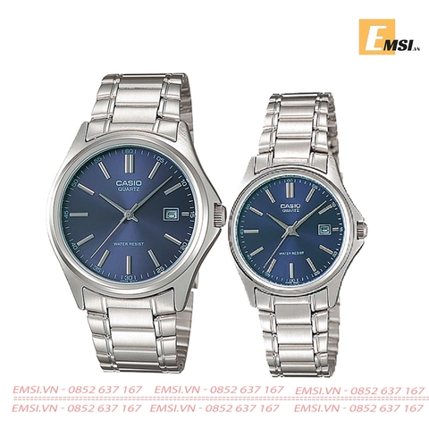 Đồng Hồ Casio Cặp Đôi MTP-1183A-2A & LTP-1183A-2A Dây Kim Loại - Nền Mặt Màu Xanh - Chống Nước - Emsi.vn
