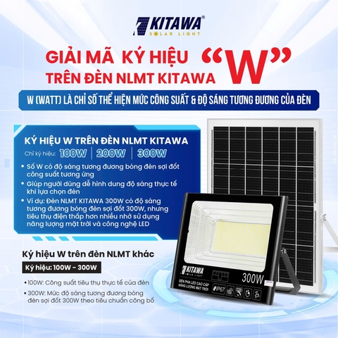 Ký hiệu W (Watt) trên đèn năng lượng mặt trời KITAWA có ý nghĩa gì?