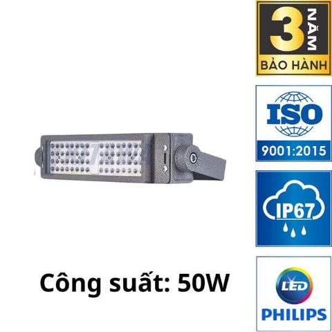 Đèn Pha LED Điện 50W Chip LED PHILIPS Siêu Sáng KITAWA - AC.DP07.50