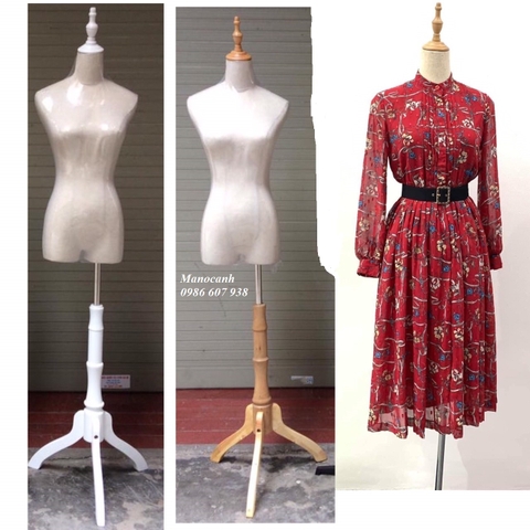 Manocanh nữ không tay chóp gỗ chân gỗ 3 chạc, hàng nhập khẩu