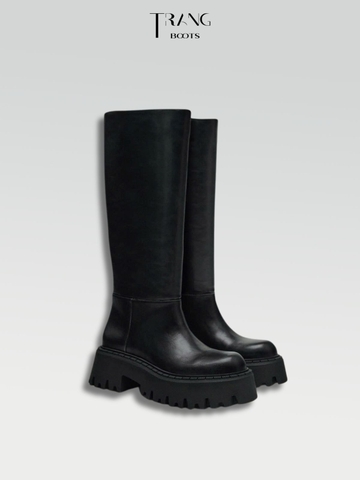 LEATHER KNEE BOOTS PULL&BEAR BLACK - BOOTS GỐI DA MỜ PULL&BEAR MÀU ĐEN