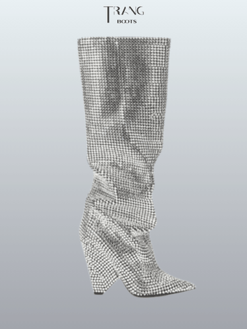 KNEE BOOTS DA ĐÍNH PHA LÊ GÓT TRỤ KHỐI