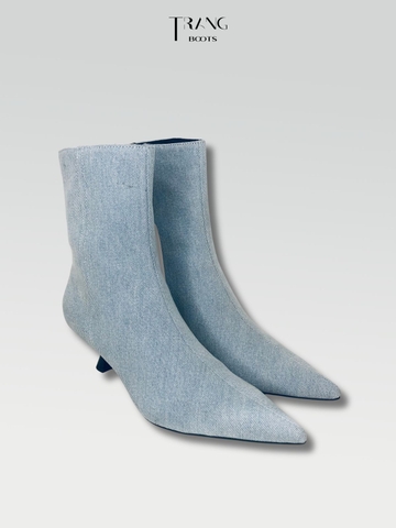 DENIM KITTEN HEEL ANKLE BOOTS - BOOTS CỔ NGẮN CÓ GÓT DENIM