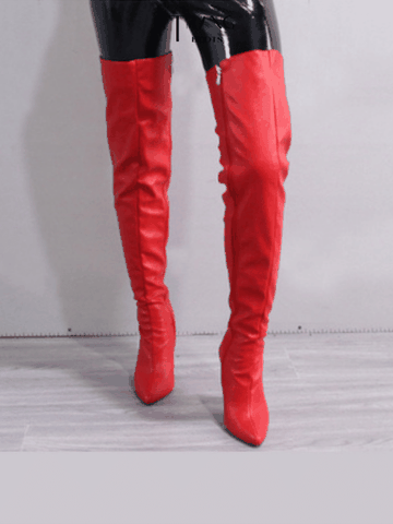 OVER KNEE BOOTS GÓT NHỌN MŨI NHỌN ĐỎ