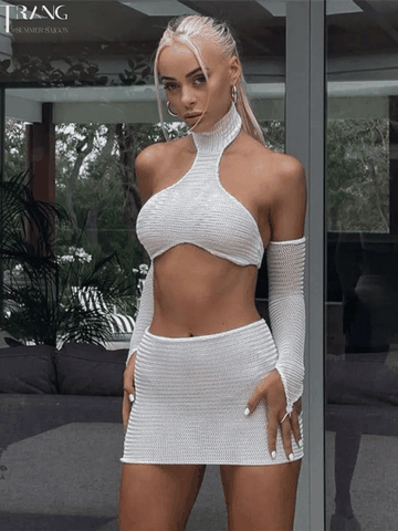 SET VÁY CỔ LỌ KÈM BAO TAY