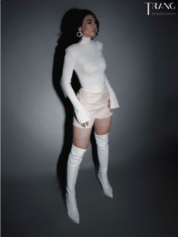 SET QUẦN DA ÁO CỔ LỌ