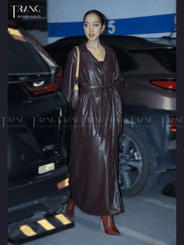 LEATHER BROWN MANTO -GLAM ÁO MANTO DA THỜI TRANG GLAM