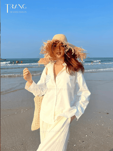 MONA CLASSIC WHITE SHIRT- ÁO SƠ MI COTTON CỔ ĐIỂN MÀU TRẮNG MONA