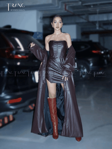 LEATHER BROWN MANTO -GLAM ÁO MANTO DA THỜI TRANG GLAM