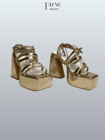 GIÀY CAO GÓT MŨI VUÔNG DÂY QUẤN ĐẾ TRỤ