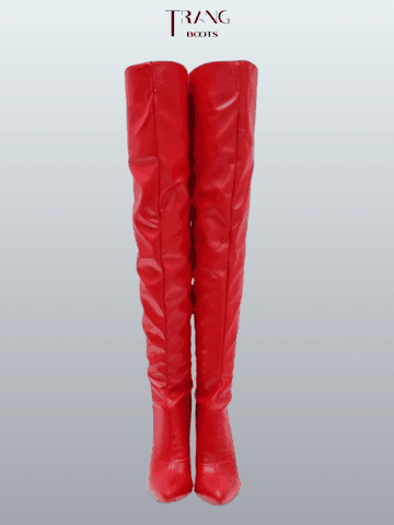 OVER KNEE BOOTS DA MỜ GÓT NHỌN KHÓA SAU