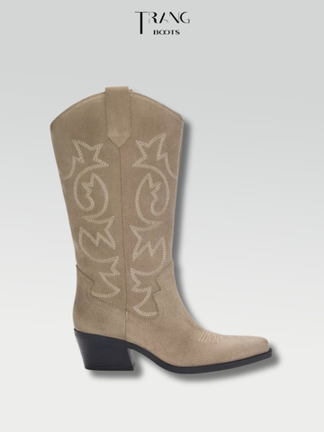 COWBOY BOOTS PULL&BEAR DA LỘN NÂU NHẠT