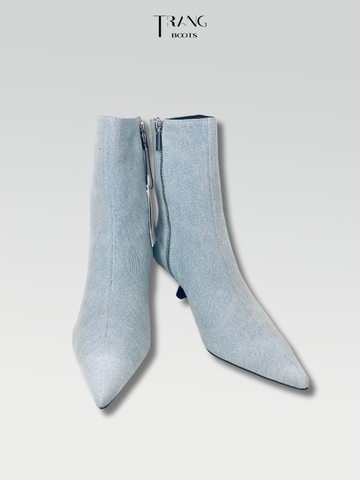 DENIM KITTEN HEEL ANKLE BOOTS - BOOTS CỔ NGẮN CÓ GÓT DENIM