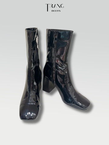 ANKLE BOOTS ZARA ĐẾ TRỤ DA BÓNG