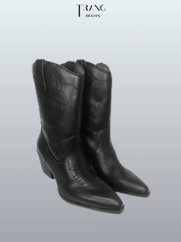 LEATHER COWBOY BOOTS BLACK