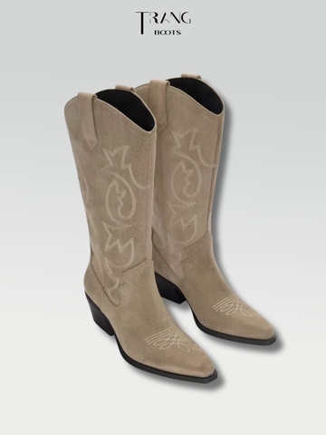 COWBOY BOOTS PULL&BEAR DA LỘN NÂU NHẠT