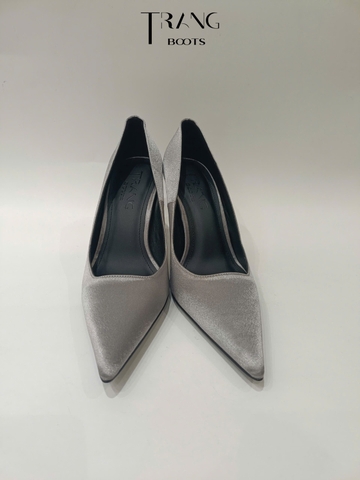 CHARLOTTE SATIN PUMPS - MOON SLIVER
