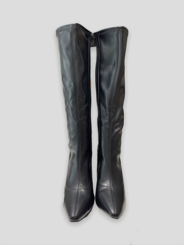 KNEE BOOTS MŨI NHỌN DA MỜ GÓT TRỤ NHỎ