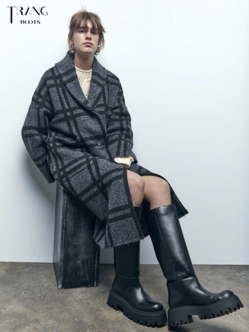 LEATHER KNEE BOOTS PULL&BEAR BLACK - BOOTS GỐI DA MỜ PULL&BEAR MÀU ĐEN