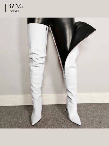 OVER KNEE BOOTS GÓT NHỌN MŨI NHỌN TRẮNG